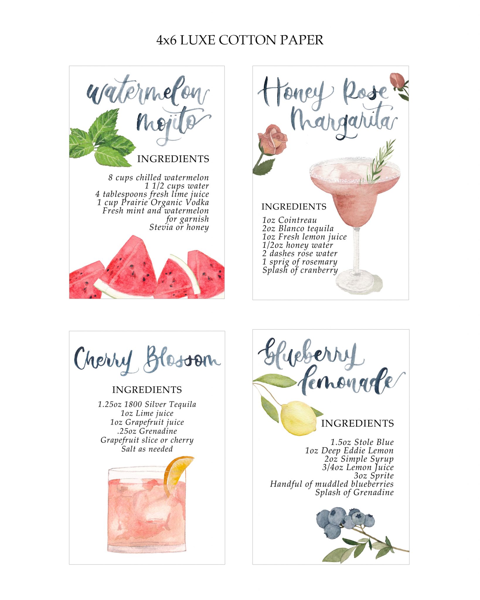 Cocktail Recipe Cards To Print
