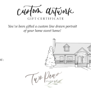 Gift Certificate Custom Line Drawing House Building Portrait - Two